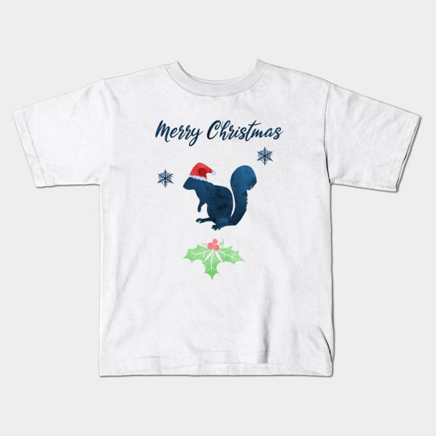 Merry Christmas - Squirrel Kids T-Shirt by TheJollyMarten